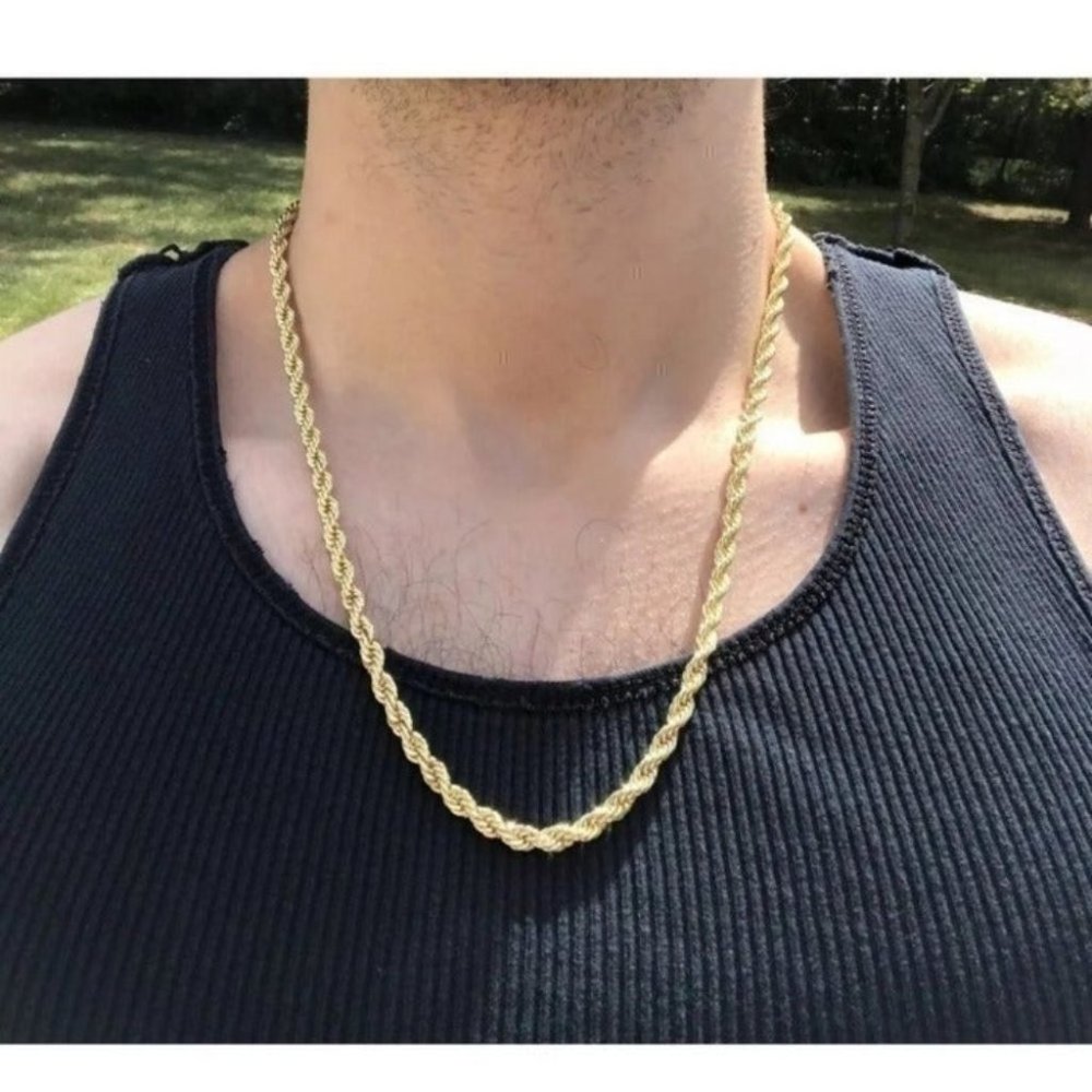 14k gold 22in 5mm rope chain necklace